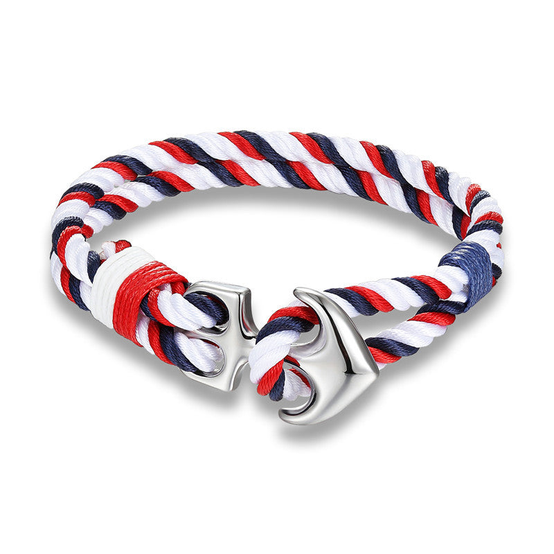 Högkvalitativa ankararmband Herr Charm Nautisk Överlevnadsrep Kedja Paracord Armband Manlig Wrap Metall Sport Krokar 