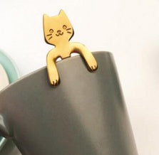 Cross-border 304 stainless steel spoon cartoon cat handle hanging coffee spoon