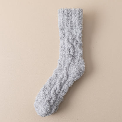 Chaussettes chaudes d'hiver en molleton de corail pour femmes et hommes, chaussettes de sol en velours épais pour dormir à la maison