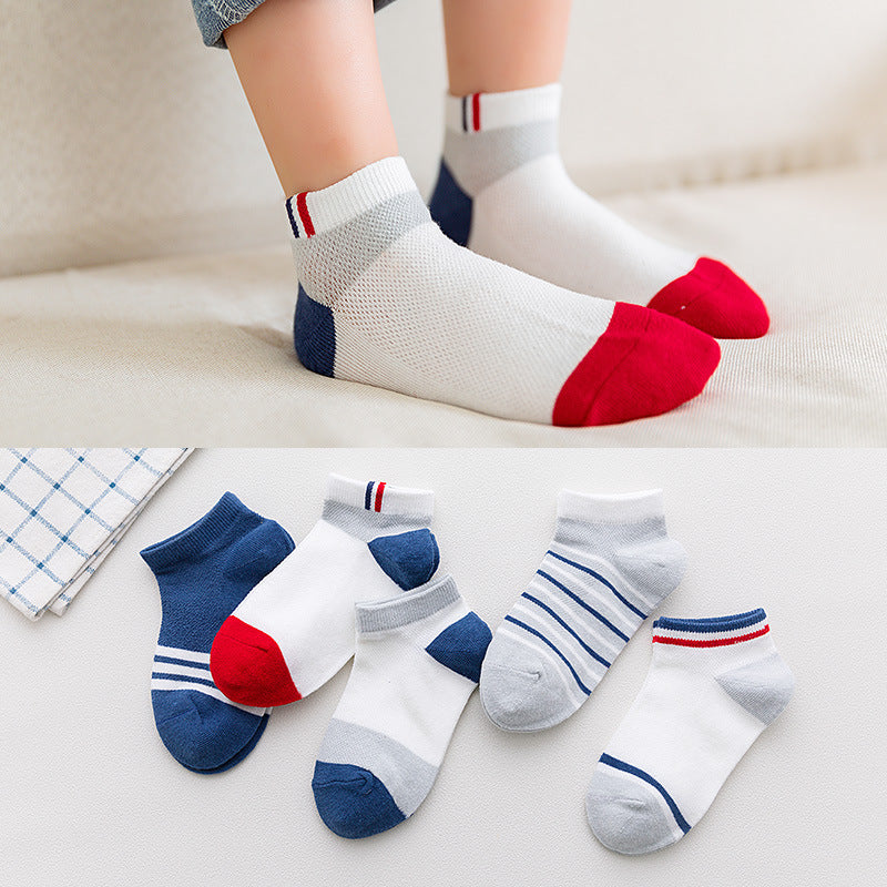 Mesh Children's Socks Cartoon Embroidered Children's Boat Socks Emoticons