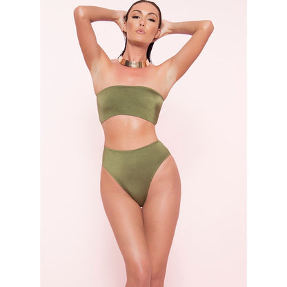 Sexy Two-Piece Breast Wrap Swimsuit Bikini Set Tube Top Set