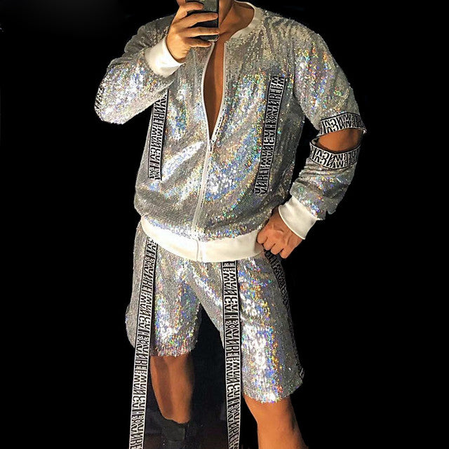 Men's Sequin Hip-hop Baseball Uniform Set