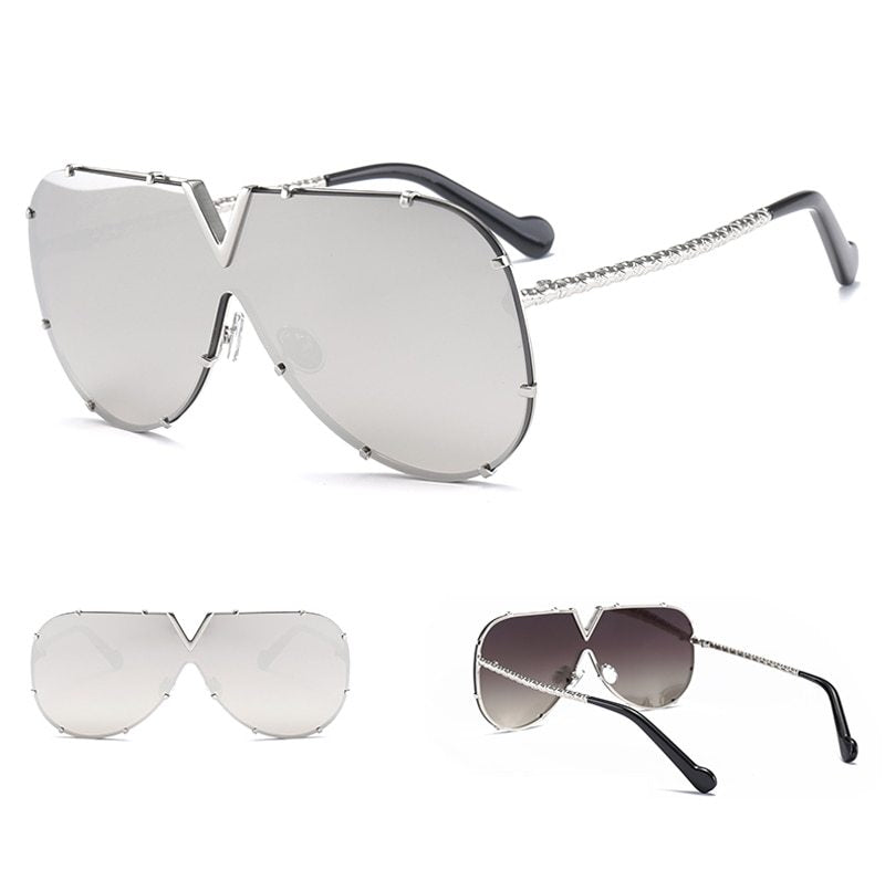 Sunglasses, men, women, men and women, sunglasses, frameless, rivet, personality glasses