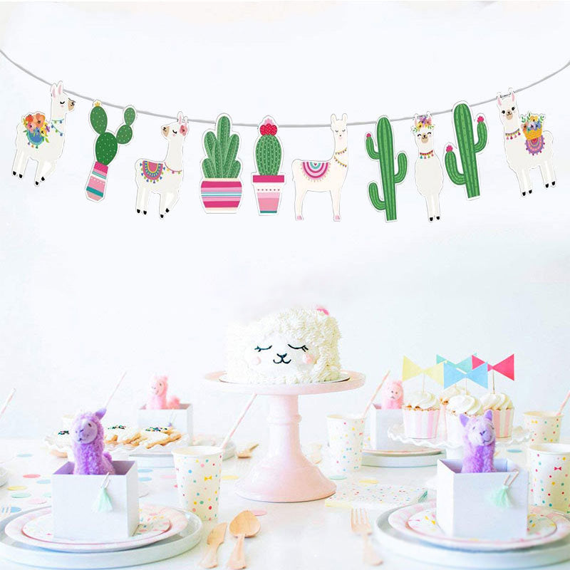 Alpaca Cactus Desert Party Pulls Flag