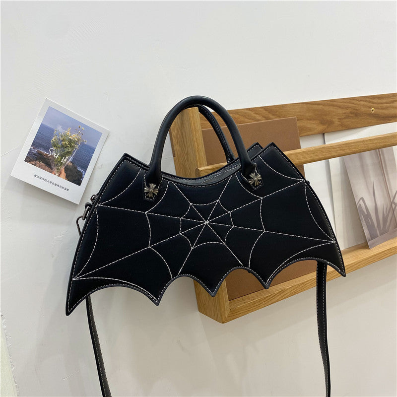 Halloween Spider Web Shape Axelväskor Personality Batgirl Tide Pu Handväskor Fashoin Messenger Crossbody Bag