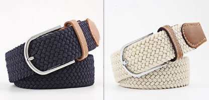 Women's Canvas Student Casual Stretch Braided Needle Buckle Belt - Youthful Confidence