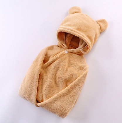 Serviette de bain à capuche en coton pour bébé