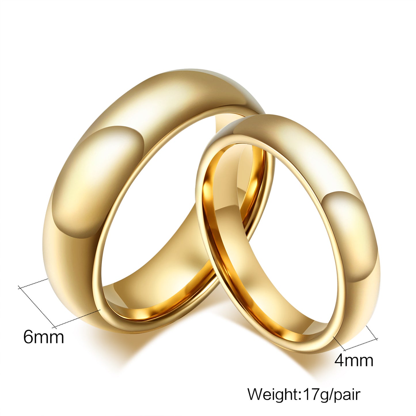 Glossy Plain Circle Tungsten Steel Couple Rings For Men And Women