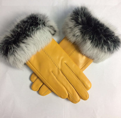 Rabbit hair mouth fashion gloves