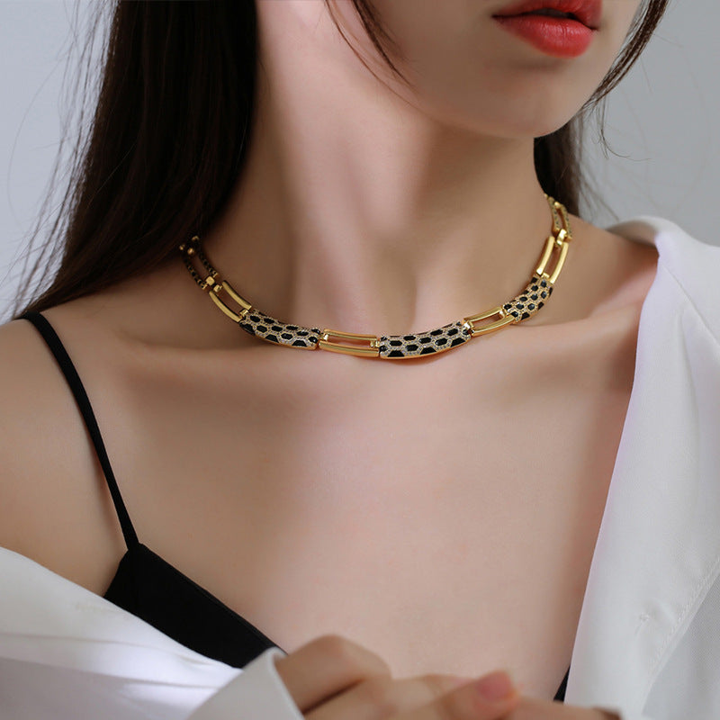 New Korean Style Diamond Earring Necklace Set - Elegant Design