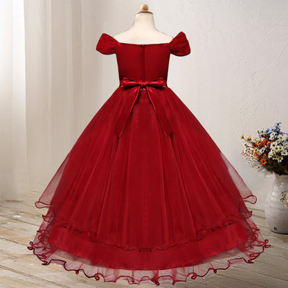 En-axel Princess Flower Dress Kostym