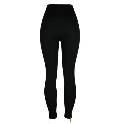 Hög midja Tight byxor Tummy Control blixtlås leggings för kvinnor sömlöst bränsle med diamant-stoppade byxor