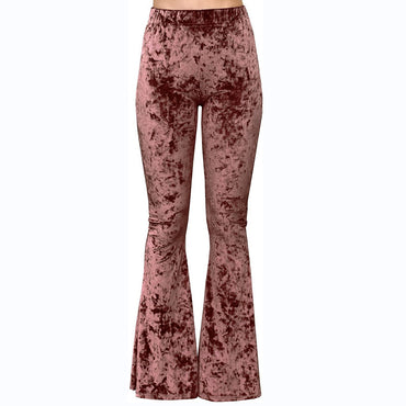 Taille haute Stretch imprimé fleuri pantalon à cloche décontracté