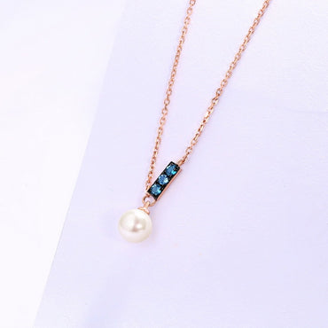 14K Rose Gold Jewelry New Korean Pearl Necklace Pendant all-match gold custom simple and elegant fashion