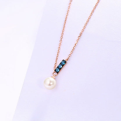 14K Rose Gold Jewelry New Korean Pearl Necklace Pendant all-match gold custom simple and elegant fashion