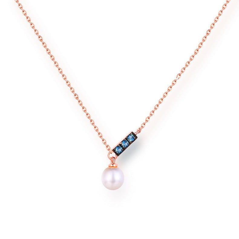 14K Rose Gold Jewelry New Korean Pearl Necklace Pendant all-match gold custom simple and elegant fashion