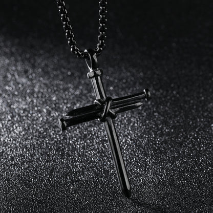 Titanium steel casting steel nails cross men's pendants necklace jewelry