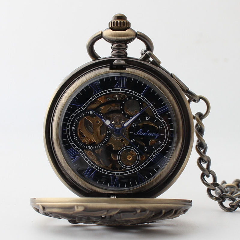 Pocket Watch Men's Flying Dragon Clamshell Hollow Roman Scale Pocket Watch