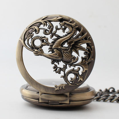 Pocket Watch Men's Flying Dragon Clamshell Hollow Roman Scale Pocket Watch