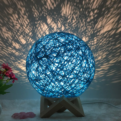 Amazon Hot säljning Creative linn Bordlampa Novel och Unik LED intelligent USB7 färg RGB16 färg fjärrkontroll Rattan Balla Lampa