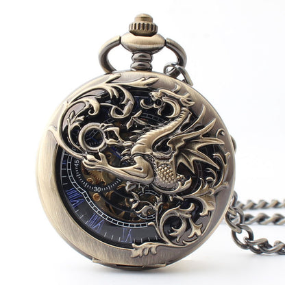 Pocket Watch Men's Flying Dragon Clamshell Hollow Roman Scale Pocket Watch