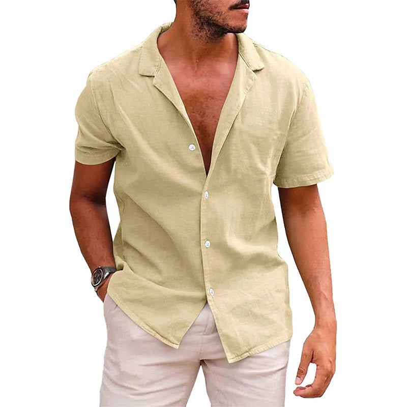 Men's Tops Casual Button Down Shirt Short Sleeve Beach Shirt Summer