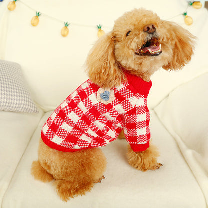 Bowknot Dog Clothes Cat Costume Hollow Knit Dog Sweater