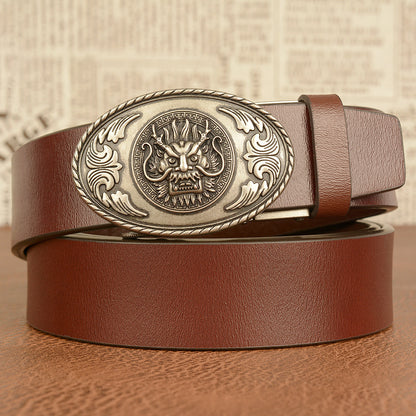 Ceinture de personnalité homme véritable peau de vache Style ethnique robinet automatique