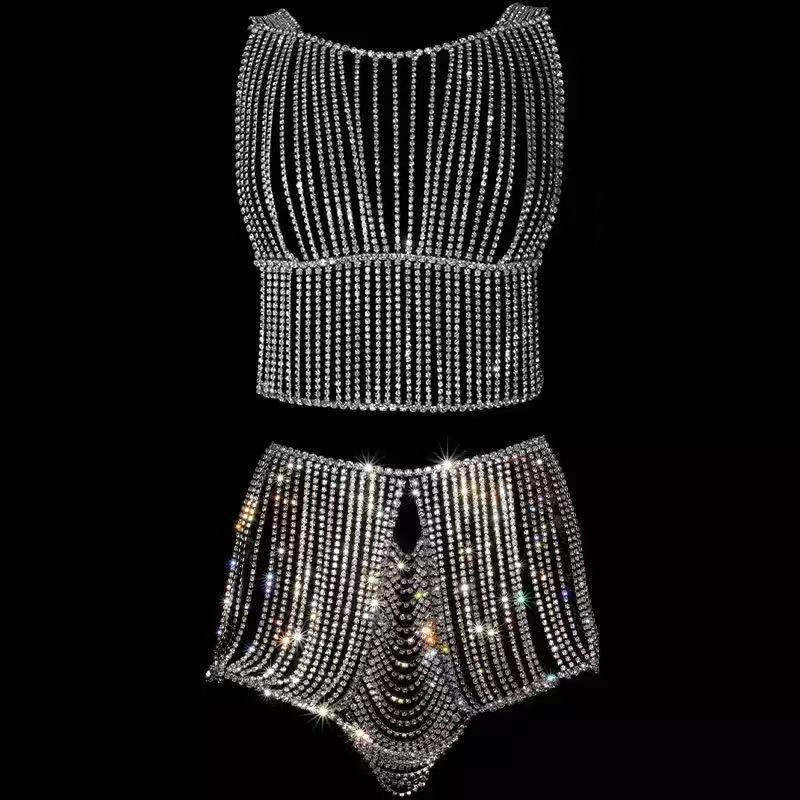 Ensemble de chaîne de corps de vêtements de discothèque de mode pour dames