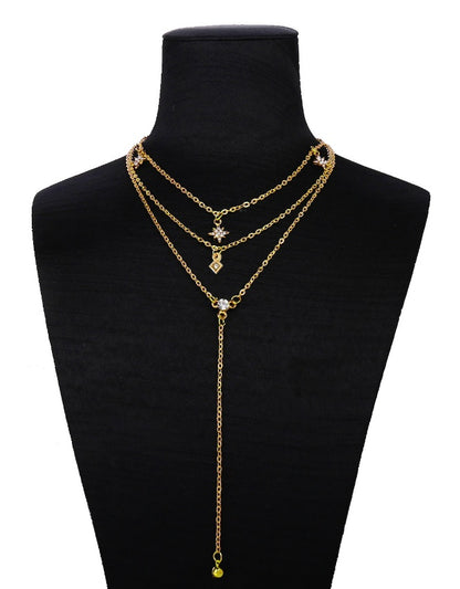 Fashion flera lager legering Diamond halsband Star Rhinestone Clavicle Chain halsbande