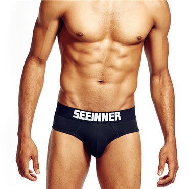 SEEINNER Men's Cotton Low Waist Briefs Breathable Slim Underwear