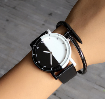 Black and white mosaic Harajuku creative watch student table personality wild men and women watch couple watches