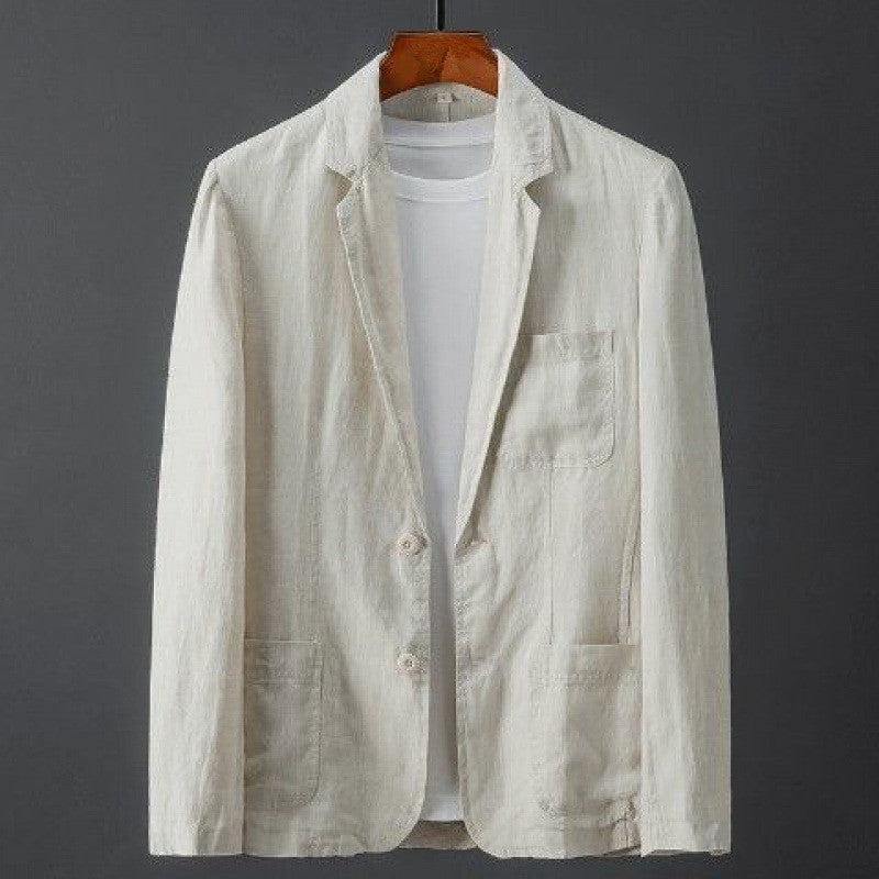 Summer Solid Color Linen Men's Spring Youth Slim Fit Fashion Casual Jacket
