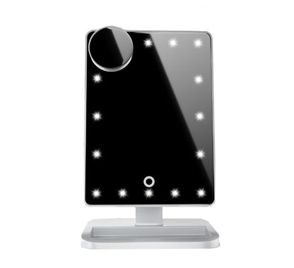 Miroir de maquillage à écran tactile avec 20 lumières LED, haut-parleur de musique Bluetooth, miroirs grossissants 10X