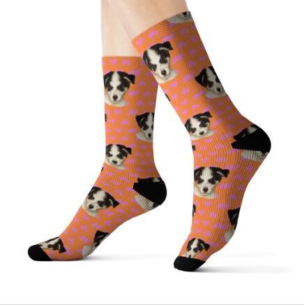 Personaliserad Custom Pet Head Print Socks för hundkat älskare