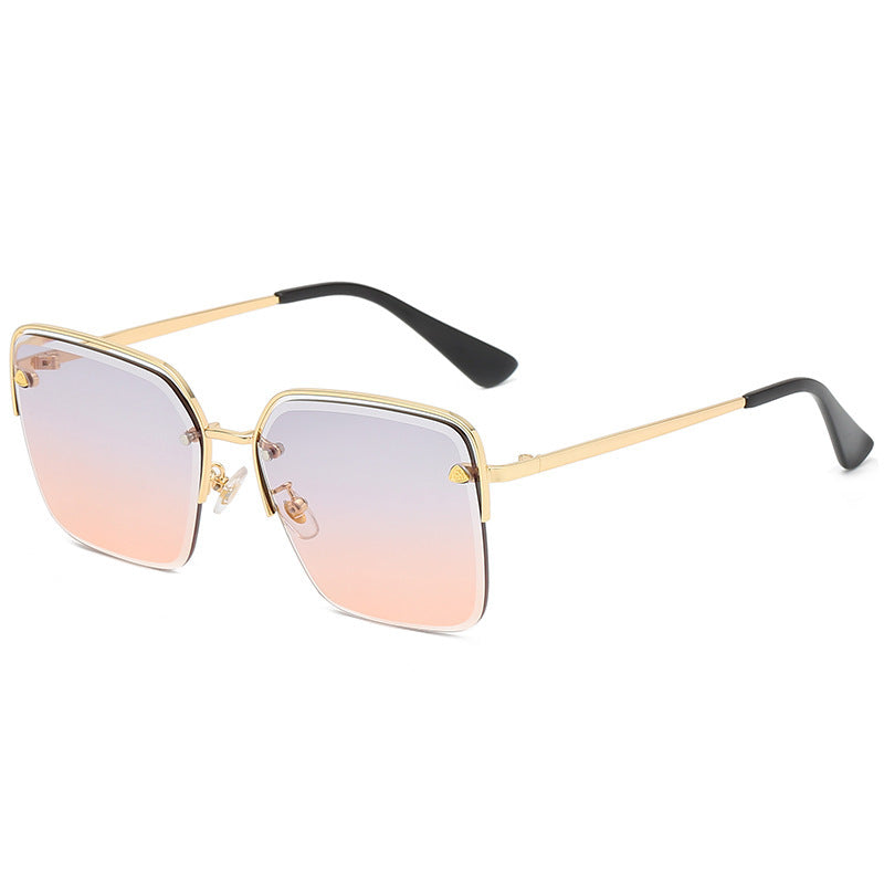 Personality Trend Sunglasses Summer Half Metal Frame Two-color Gradient PC Lens Fashion Glasses