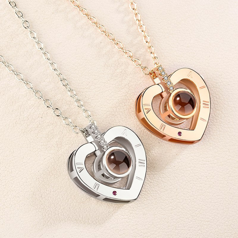 Mode 100 langues je t'aime Projection Couple pendentif rond romantique amour mémoire amoureux de mariage collier cadeaux 