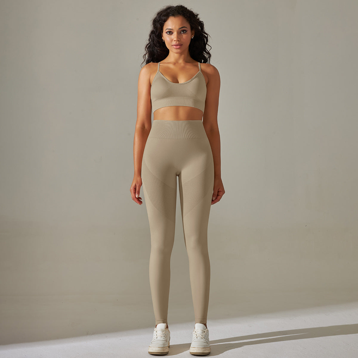 Sömlös Sport Rygglyft Hip Tight Byxor Yoga Kläder Set