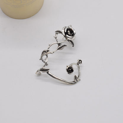 Metal Rose Earrings With Wrapped Ears