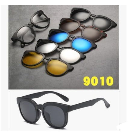 Liuhe one daughter mirror five piece magnetic suction sleeve mirror, male and female polarized sunglasses, sunglasses, glasses bags.