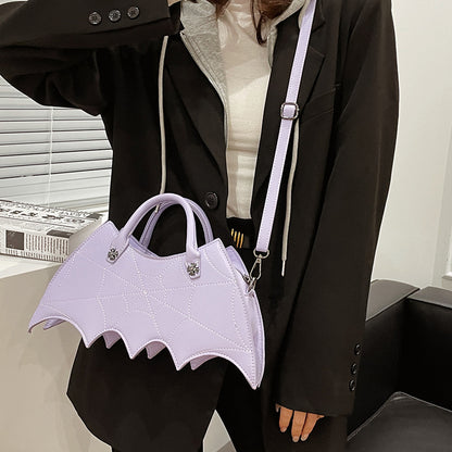 Halloween Spider Web Shape Axelväskor Personality Batgirl Tide Pu Handväskor Fashoin Messenger Crossbody Bag