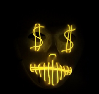 Masque de fête LED en dollars américains