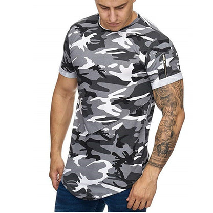 Herr T-shirt Camouflage Gradient Printing Casual Herr kortärmad T-shirt