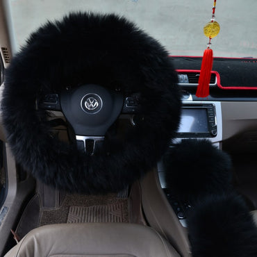 Three-piece wool steering wheel cover