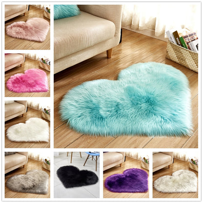 Pure Color Heart-Shaped Woolen Carpet Floor Mat Mattress Blanket Sofa Cushion Plush Living Room Tea Table Sofa Bedroom Carpet