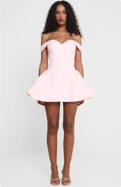 Women's Black And White Patchwork Summer Dress Y2K Trend Slash Neck Backless Sweet Girl Chic Ruched Mini Bodycon Streetwear