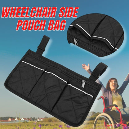 Outdoor Wheelchair Side Pouch Storage Bag Armrest Pocket Organizer Holder Pack