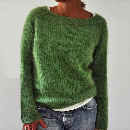 Women's Sweater Solid Color Static Version Basic Style Round Neck