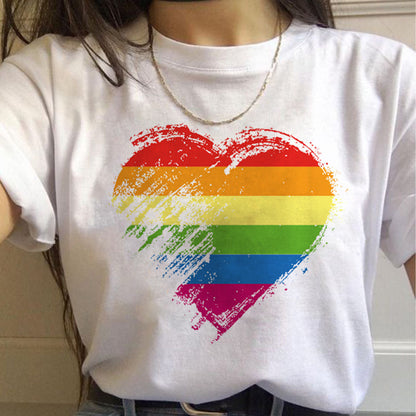 WomenT Shirts Gay Pride Rainbow Gay Short Sleeve Ladies T-shirt Girlfriends