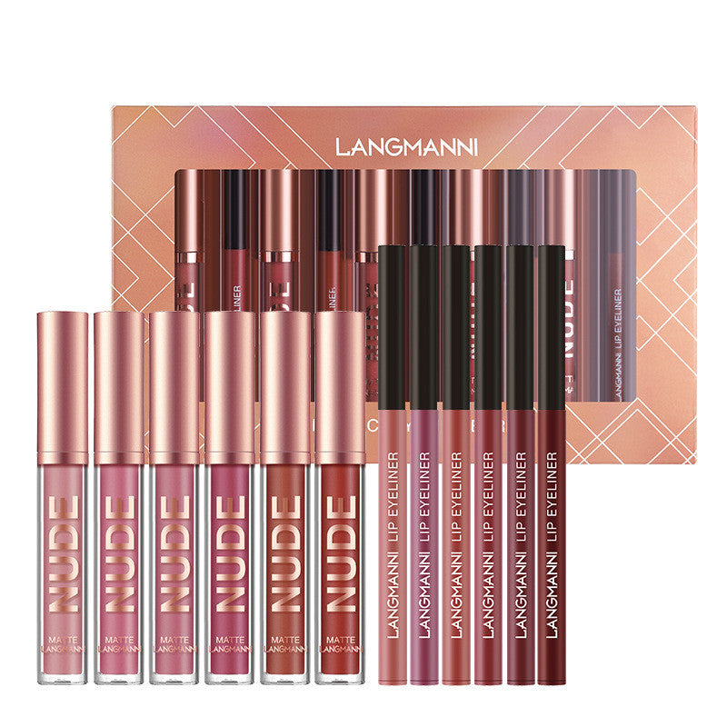 Makeup Lip Gloss Lip Liner Set av 12